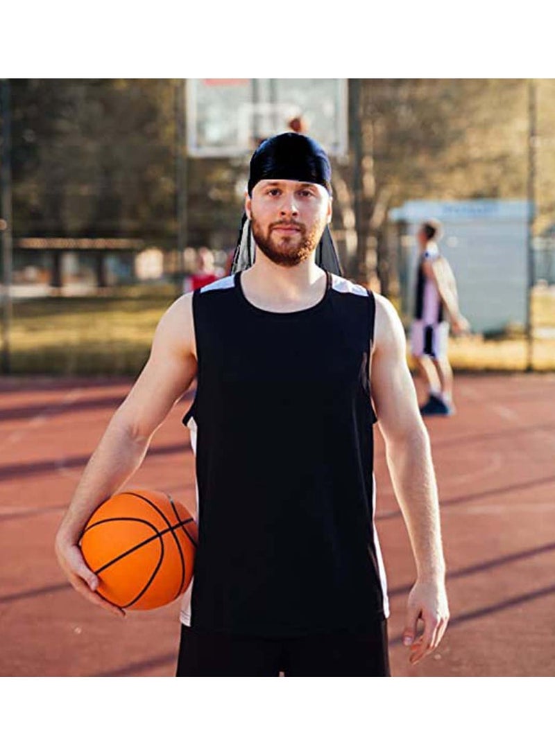 SOLARAE Silky Durag Men Soft Silk Durags 360 Waves Headwraps Unisex Cap Bandana Turban Hat with Long Tails and Wide Straps for Kids Women 2 Pcs - Image 2