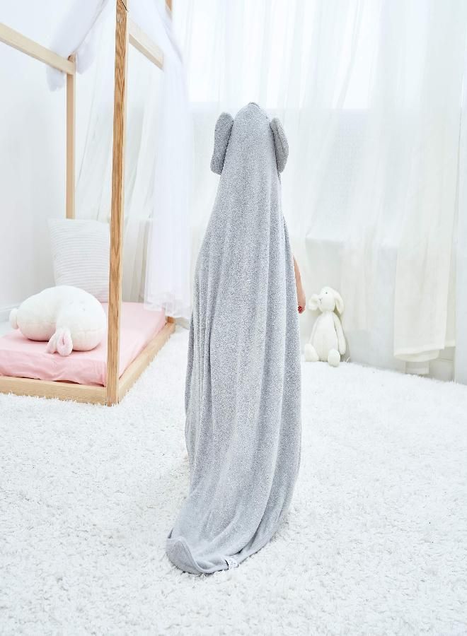 HIPHOP PANDA Hooded Towel - Rayon Made from Bamboo, Bath Towel with Bear Ears for Newborn, Babie, Toddler, Infant - Absorbent Large Baby Towel - Grey Elephant, 37.5 x 37.5 Inch - Image 3