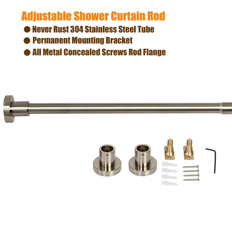 Artiwell Heavy Duty Shower Rod, Adjustable Shower Curtain Rod, Expandable 47-84 Inch, Permanent Mount Shower Rod, Never Rust Stainless Steel For Window Curtain and Closet, Brushed Nickel - Image 5