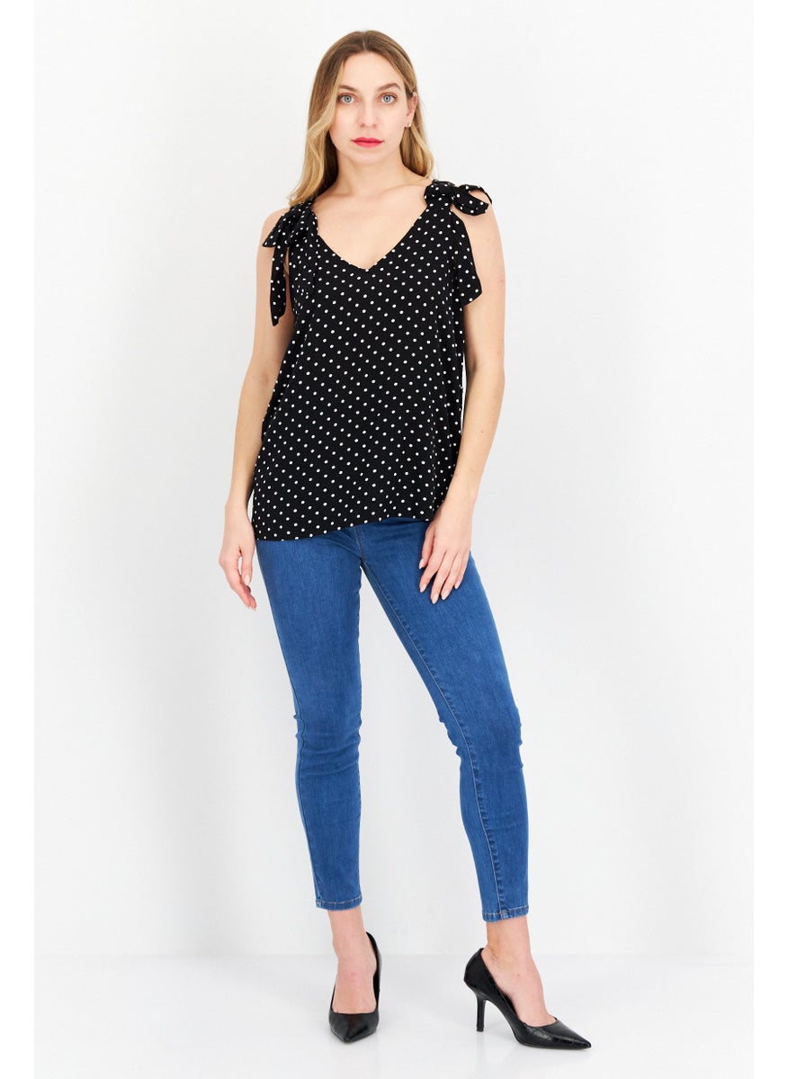 Women V Neck Sleeveless Polka Dots Tank Top, Black - pzsku/Z0B9523D155C8803F1983Z/45/_/1731075001/9fae076a-cf86-45b7-878d-73eb8005ee68