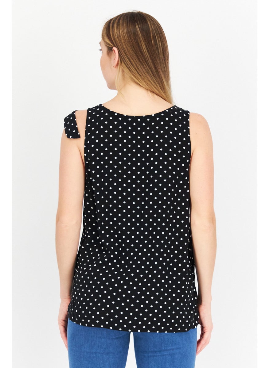 Women V Neck Sleeveless Polka Dots Tank Top, Black - pzsku/Z0B9523D155C8803F1983Z/45/_/1731075005/c0b26d14-2801-4783-8fee-1fd0a8880307