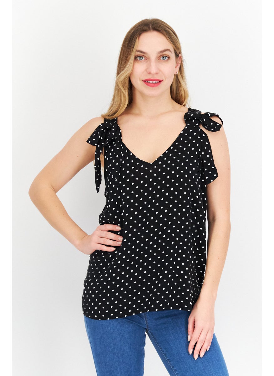 Women V Neck Sleeveless Polka Dots Tank Top, Black - pzsku/Z0B9523D155C8803F1983Z/45/_/1732780851/51082d8f-43c4-4ec8-b98a-e489f9bee7c8