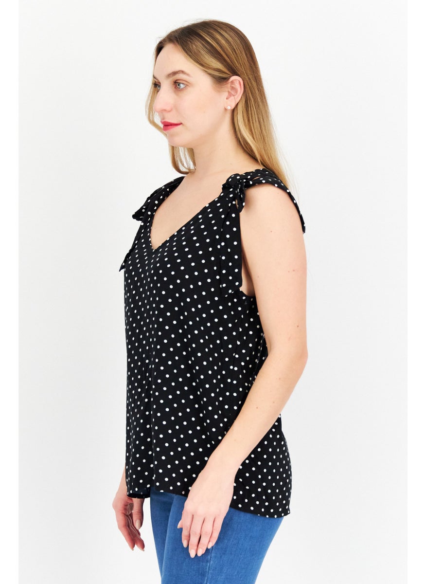 Women V Neck Sleeveless Polka Dots Tank Top, Black - pzsku/Z0B9523D155C8803F1983Z/45/_/1732780853/559146e7-207e-415b-8f3b-e0766c6b49c5