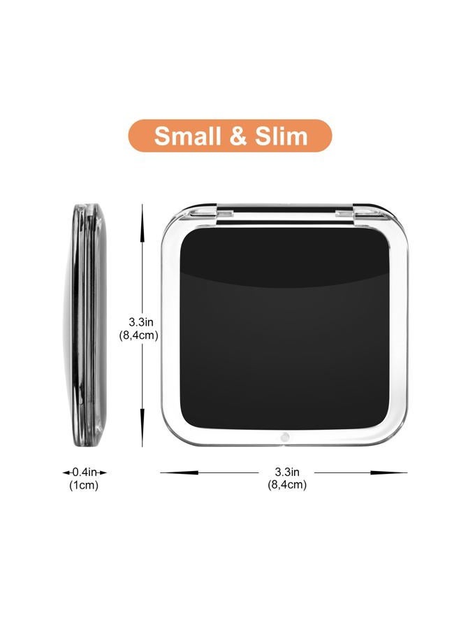 Santoo Compact 15X Magnifying Makeup Mirror for Travel, Small Pocket Mirror-Handheld, Foldable & Portable 2-Sided with 15X Magnifying and 1X Mirror for Purses - Square 3.3 x 3.3 inch (Black) - Image 3