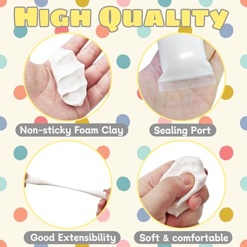 OJYUDD 36 Pack White Air Dry Foam Clay,12.6oz Modeling Foam Clay,White Soft Modeling Clay for Arts & Crafts,Birthday Gift,Family & Classroom Rewards - Image 3