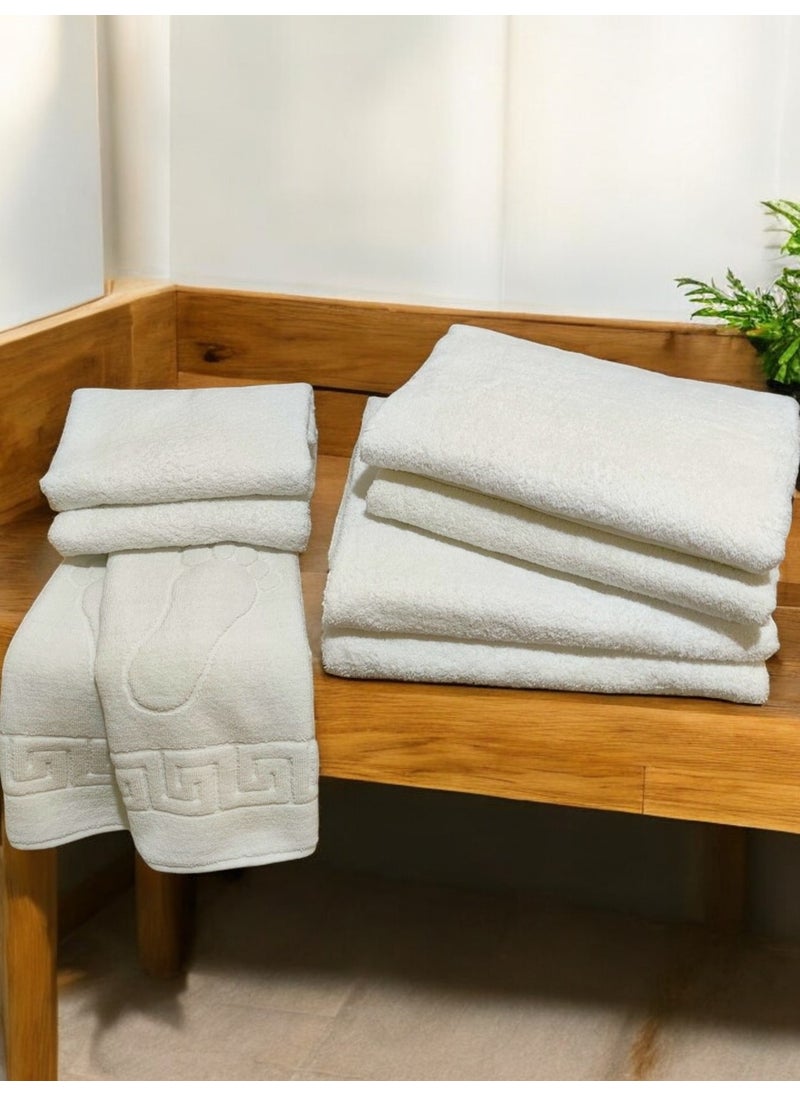 Cnr Garden 8 Piece White Bath Towel Set Foot Towel, Large Bath Towel, Bath Towel, Hair Towel  - Image 1