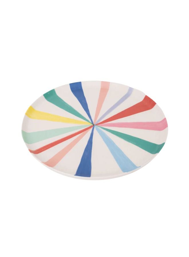 Meri Meri Bright Stripe Large Bamboo Plates – Reusable Eco-Friendly Party Tableware, Pack of 6 - Image 1