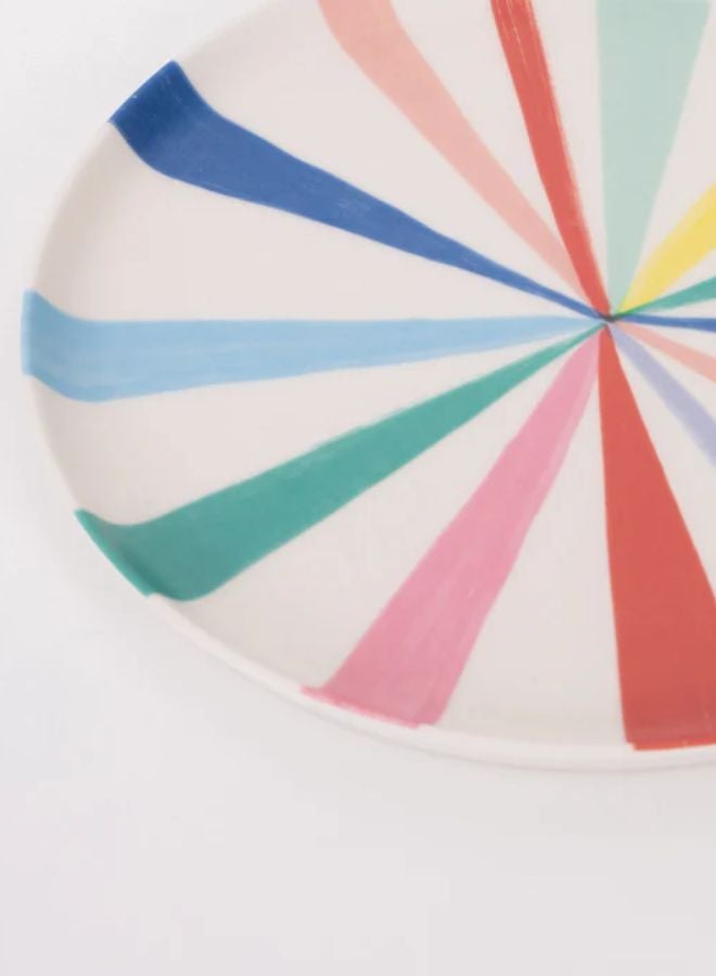 Meri Meri Bright Stripe Large Bamboo Plates – Reusable Eco-Friendly Party Tableware, Pack of 6 - Image 2