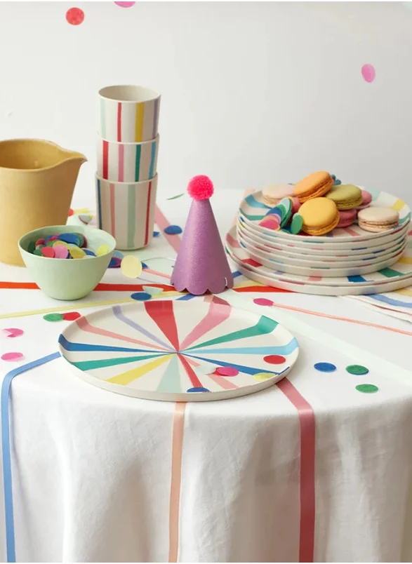 Meri Meri Bright Stripe Large Bamboo Plate