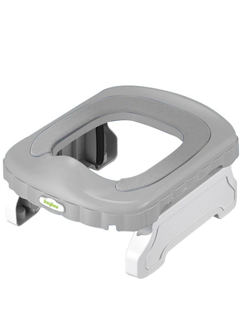 BAYBEE Portable Kids Toilet Seat Baby Potty Seat For Western Toilets Baby Potty Training Seat Chair With Lock Seat Foldable Base Kids Potty Seat For Toddlers Kids 1 To 5 Years Boys Girls Grey  - Image 1