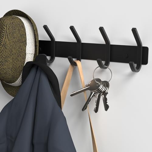 VAEHOLD Wall Hooks, Heavy Duty Aluminum Towel Hooks for Hanging Coat, Hat, Key, Clothes, Closet Hook Wall Mount for Kitchen, Bathroom, Office (“C“ Shape Coat 5 Hooks 2 Pack) - Image 2