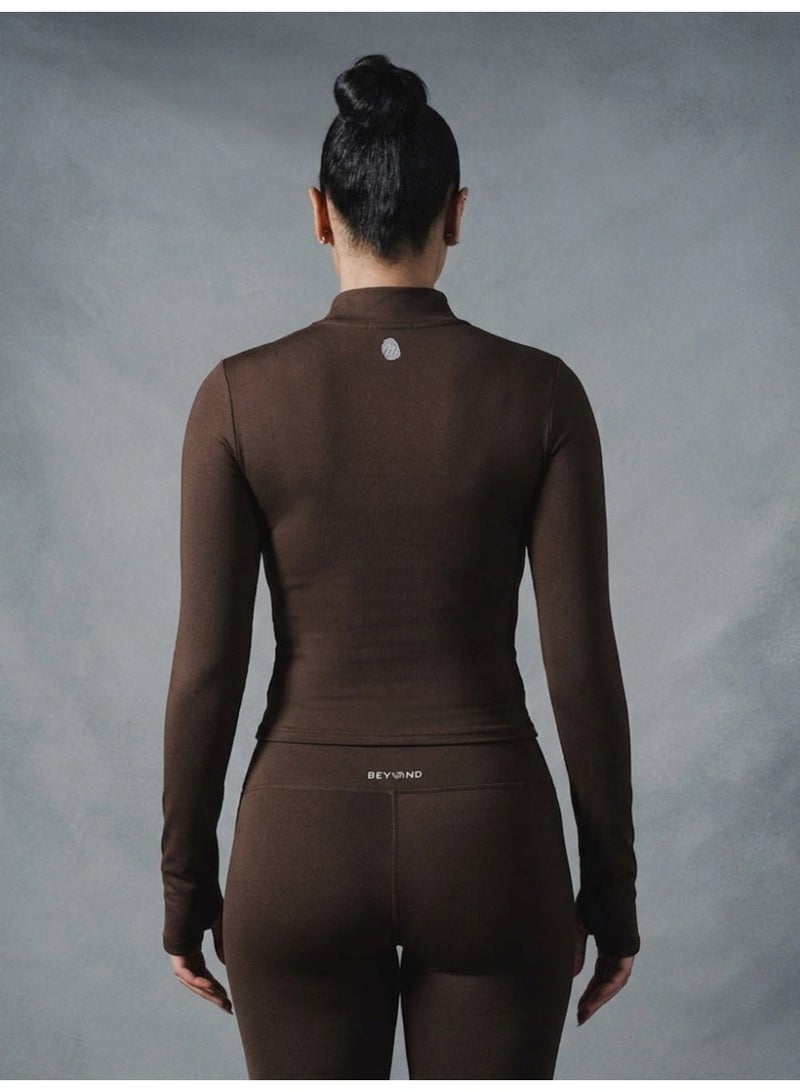 Beyond Sportswear Women's Brown 1/4 Zip Long sleeve top - Image 3