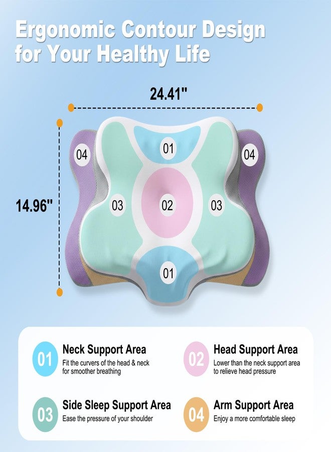 VYLEE Cervical Neck Pillow for Pain Relief, Ergonomic Memory Foam Pillow for Neck Support, Cooling Contour Orthopedic Pillow for Side, Back & Stomach Sleepers - Image 5