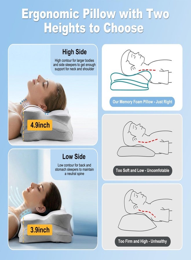 VYLEE Cervical Neck Pillow for Pain Relief, Ergonomic Memory Foam Pillow for Neck Support, Cooling Contour Orthopedic Pillow for Side, Back & Stomach Sleepers - Image 2