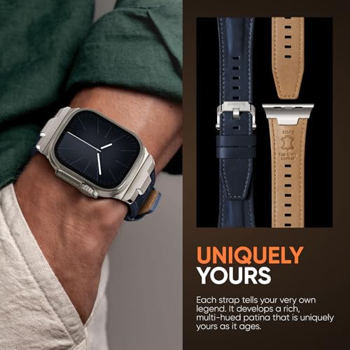Suitisbest أشرطة جلدية Suitisbest متوافقة مع ساعة آبل الترا 49mm 46mm 45mm 44mm 42mm، حزام استبدال جلد طبيعي لساعة آبل سيريز 11 10 9 8 7 6 5 4 3 2 1، SE 3 2 1، الترا 3 2 1 - Image 5