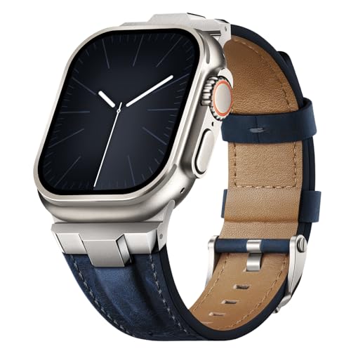 Suitisbest أشرطة جلدية Suitisbest متوافقة مع ساعة آبل الترا 49mm 46mm 45mm 44mm 42mm، حزام استبدال جلد طبيعي لساعة آبل سيريز 11 10 9 8 7 6 5 4 3 2 1، SE 3 2 1، الترا 3 2 1 - Image 1