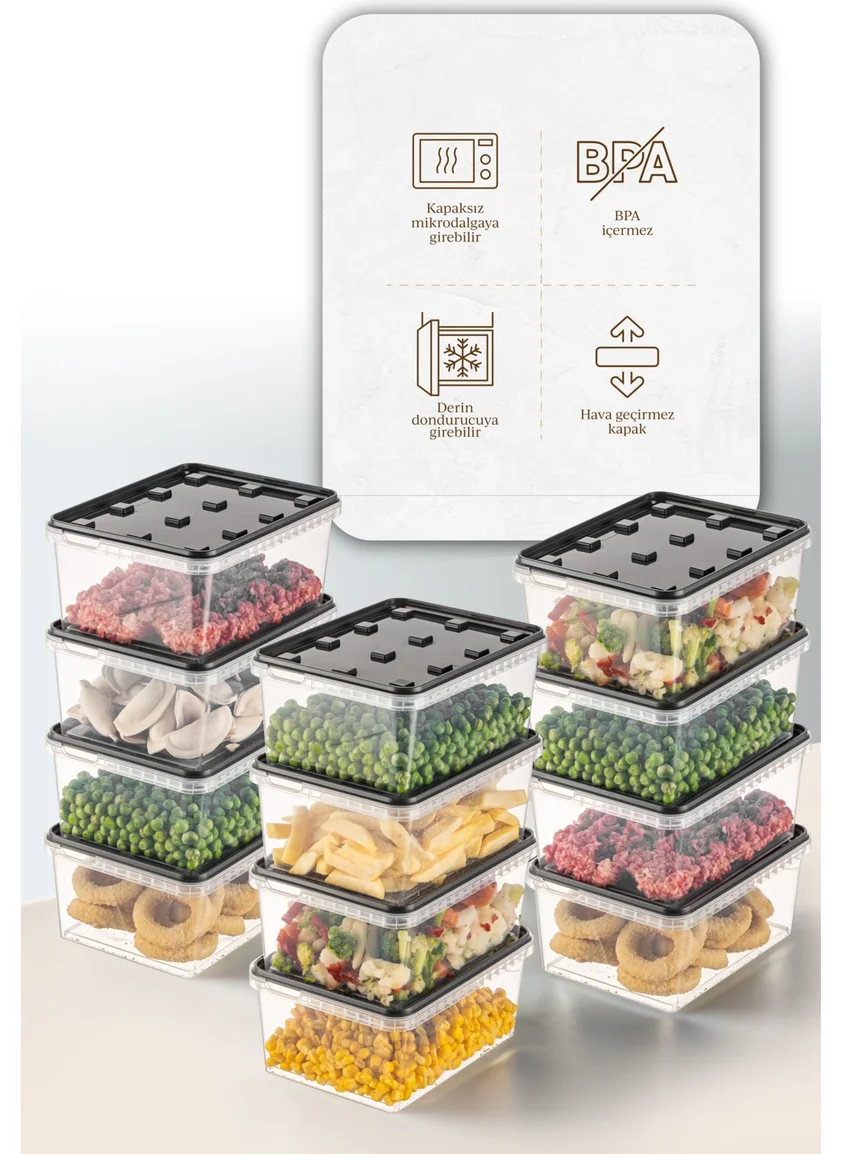 Vienev 12LI 1.5 Liter Block Refrigerator and Deep Freezer Leakproof Storage Container Anthracite