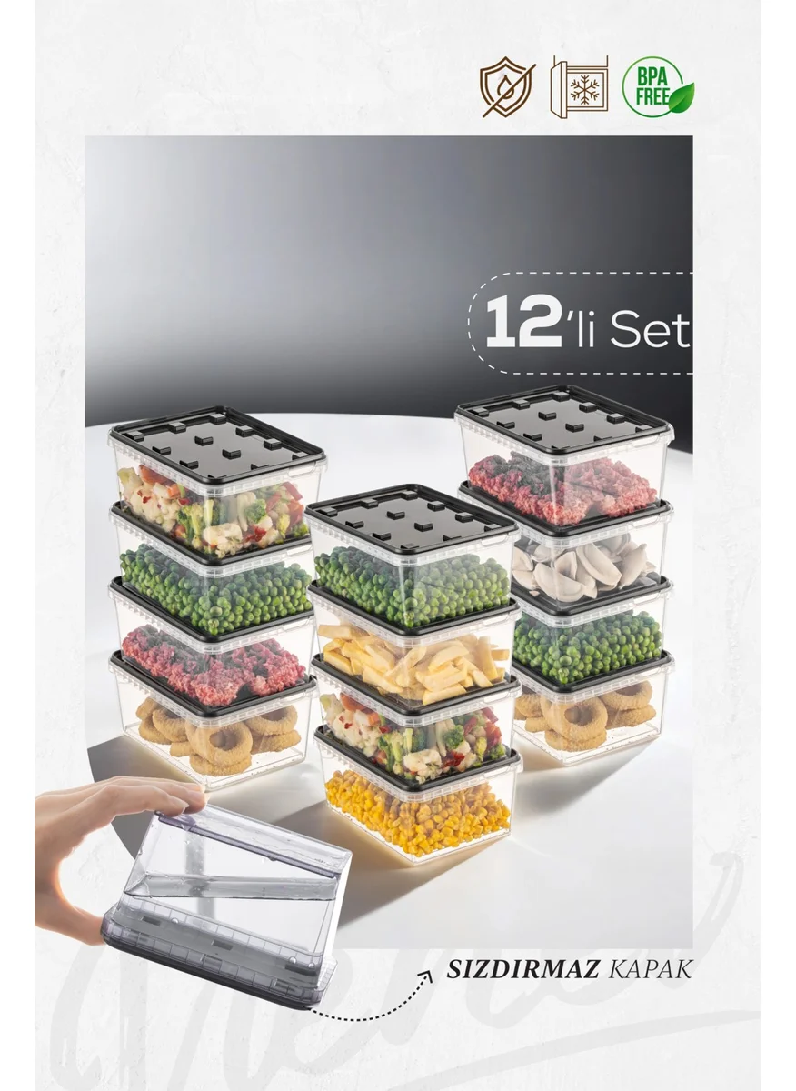Vienev 12LI 1.5 Liter Block Refrigerator and Deep Freezer Leakproof Storage Container Anthracite