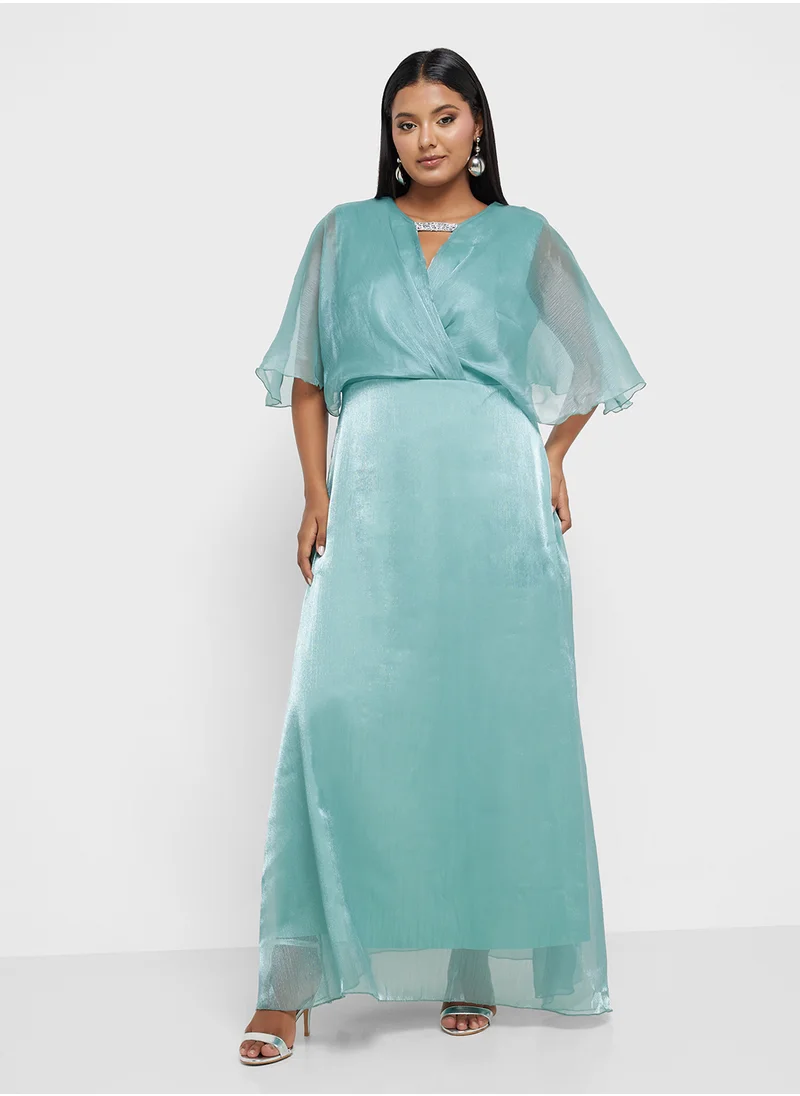خزانة Plus Size Shimmer A-Line Dress
