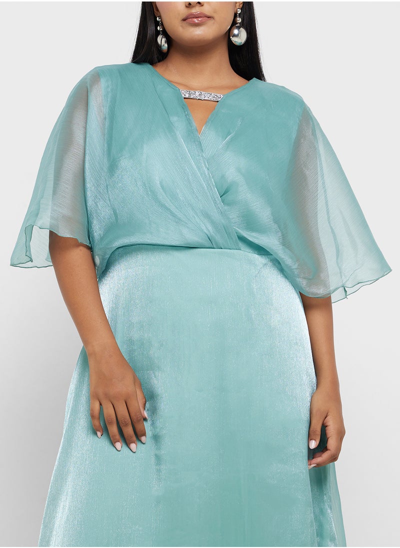 Khizana Plus Size Shimmer A-Line Dress  - Image 3