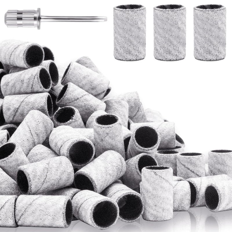 240Grit Nail Sanding Bands for Nail Drill, 100Pcs Fine Grit Nail Sanding Bands for Nail Drill with 3/32” Nail Sanding Bit for Natural Nail, Sanding Band for Nail Drill Set for Manicure & Pedicure