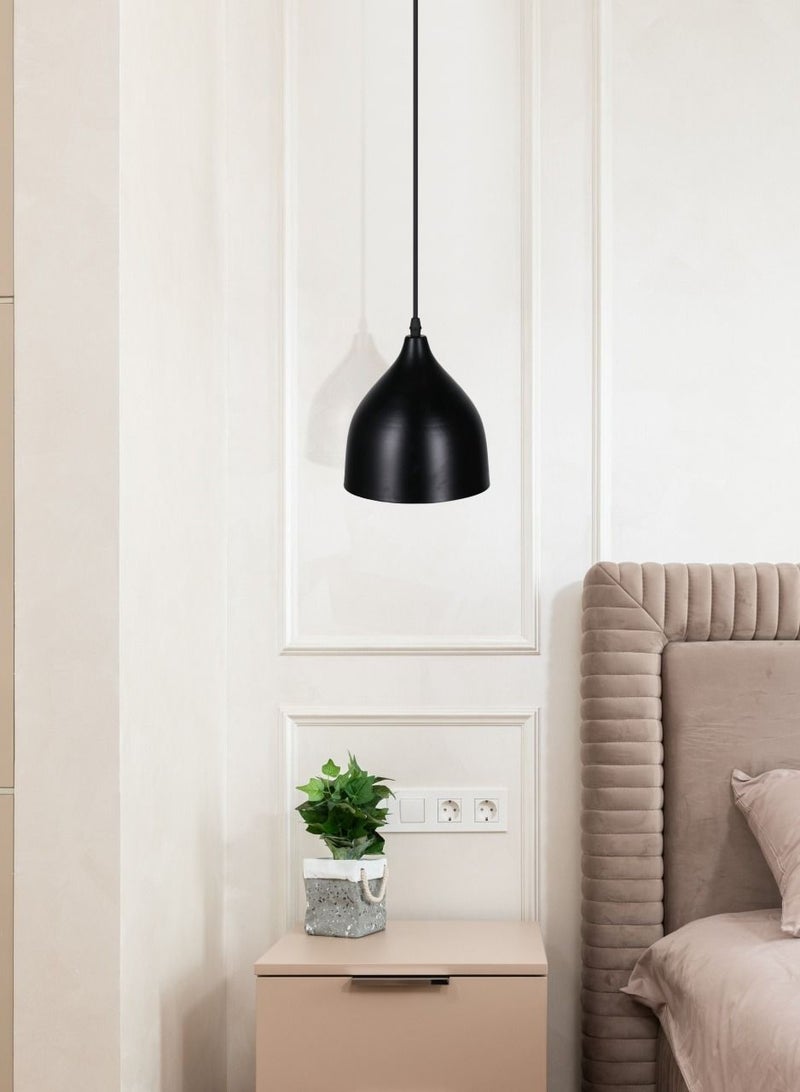 El Rawda Lighting Funnel Ceiling Lamp - Single | modern decorative LED E27 pendant light ceiling lamp hanging | suitable for any room | Color: Black | Size: 70x17 cm - Image 2