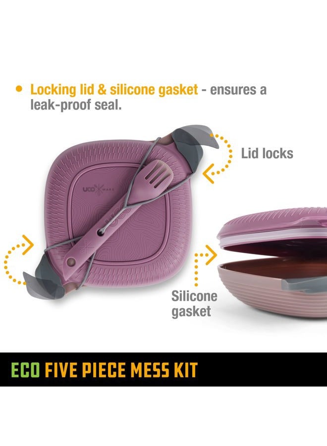 UCO Recycled ECO 5-Piece Camping and Outdoor Mess Kit with Bowl, Plate, Switch Spork Utensil Set - Image 4
