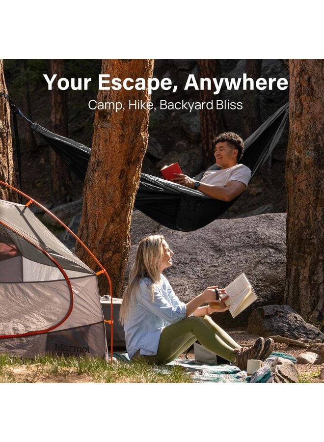 أرجوحة تخييم بسعة 500 رطل، أراجيح محمولة مع أحزمة شجرة مرفقة بحقيبة حمل، معدات أساسية للتخييم، مثالية للمشي لمسافات طويلة في الهواء الطلق والداخلي والشاطئ والسفر بحقيبة الظهر - Image 5