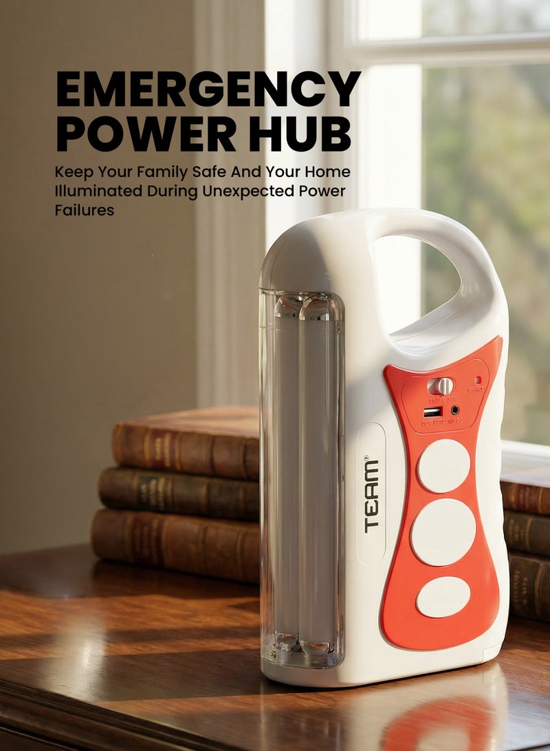 تيم TEAM Rechargeable Emergency Lantern TM‑659 with 40 SMD LED | 6V 4.5Ah Battery | USB Mobile Charging | 6–48Hrs Backup | Over‑Charge Protection | Portable Home, Camping & Power Cut Light - Image 4
