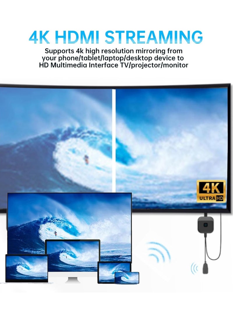 Generic Wireless HDMI Display Dongle Adapter, 4K HDMI Streaming TV Screen Mirroring Adapter with 2.4G 5G WiFi Dual Band Stable Connectivity, TV Display Dongle Adapter for Android, for iOS, for Windows, for OS  - Image 2
