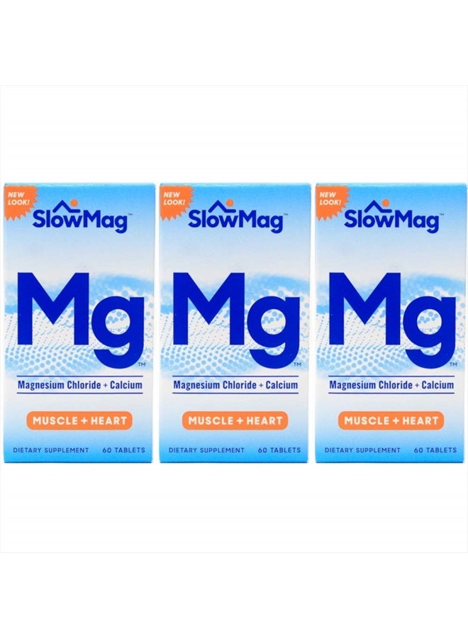 Slow-Mag Slow Mag Magnesium Chloride and Calcium, 60 Tablets each (Value Pack of 3) - Image 1