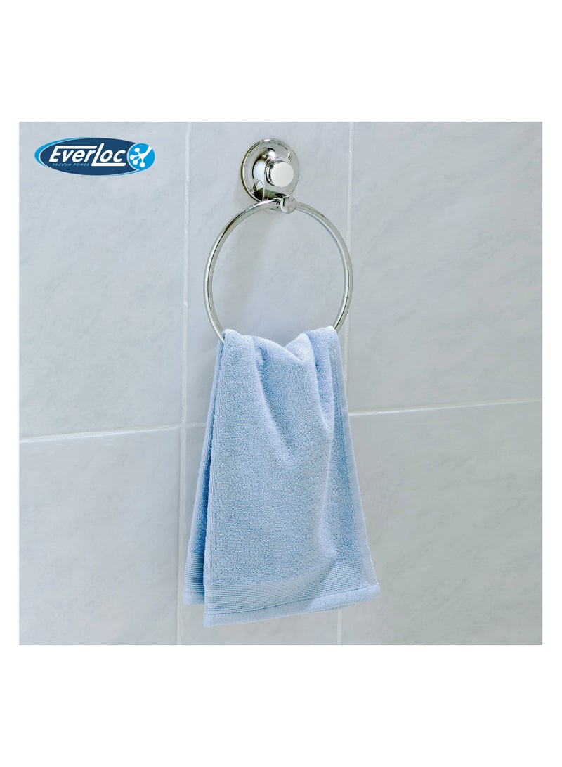 Everloc Towel Ring Holder, No Drilling, No Screws, No Glue, No Adhesive, Vacuum Suction Wall Mounted Chrome, for Napkin, Kitchen and Bathroom, Easy Install.  EVL-10239 - Image 2