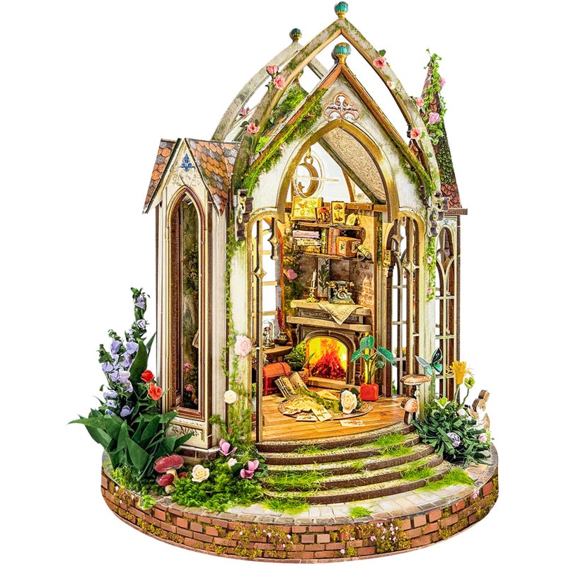 Miggley DIY Miniature House Kit Book Nook Mini House Bookshelf Decor 3D Wooden Puzzle for Adults Birthday Gift for Family Friends Dreamland Floral Studio - Image 3