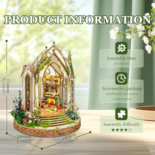 Miggley DIY Miniature House Kit Book Nook Mini House Bookshelf Decor 3D Wooden Puzzle for Adults Birthday Gift for Family Friends Dreamland Floral Studio - Image 5