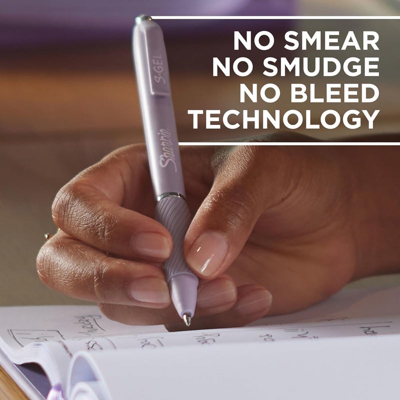 Sharpie S-Gel, Gel Pens, Medium Point (0.7mm), Assorted Fashion Barrels, Black Ink, 12 Count - Office, Teacher, School Supplies - Image 2