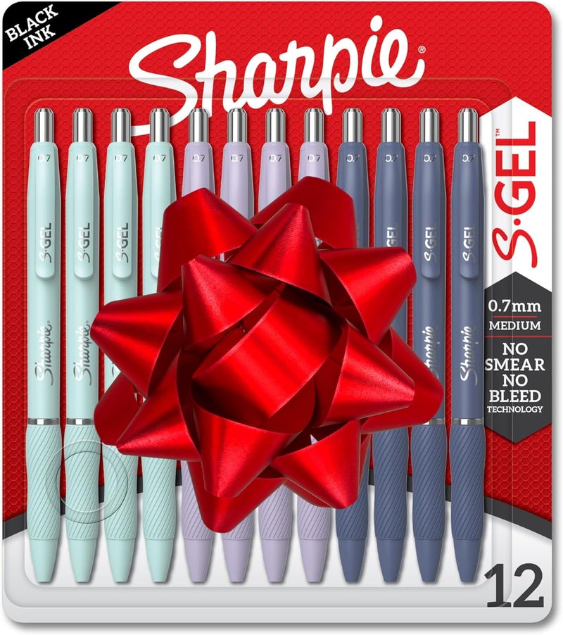 Sharpie S-Gel, Gel Pens, Medium Point (0.7mm), Assorted Fashion Barrels, Black Ink, 12 Count - Office, Teacher, School Supplies - Image 1