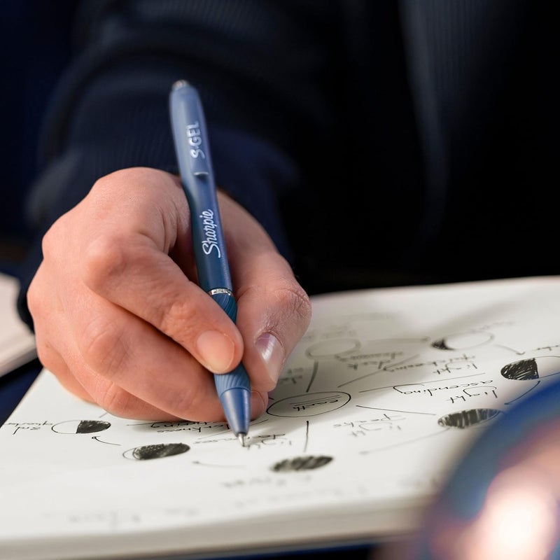 Sharpie S-Gel, Gel Pens, Medium Point (0.7mm), Assorted Fashion Barrels, Black Ink, 12 Count - Office, Teacher, School Supplies - Image 5