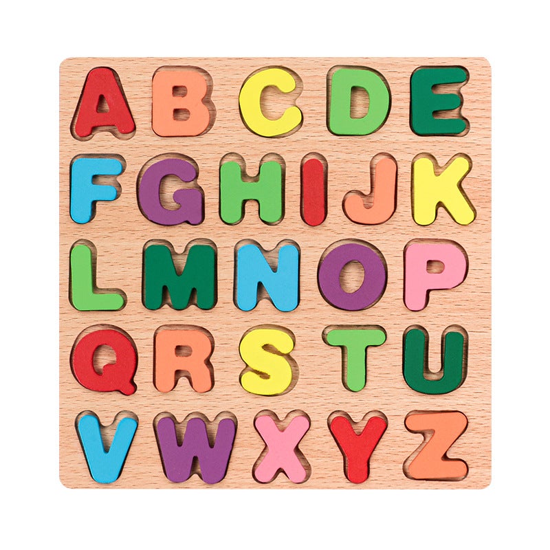 Wooden Numbers And Letters Geometric Figures Building Blocks Hand Scratching Board Toys Kidsren'S English Early Education Puzzle Toys - Image 1