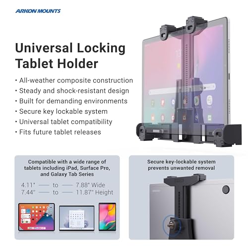 ARKON Mounts - Forklift Locking Tablet Mount with 8.5-inch Shaft Arm Adjustable Flexibility Effortless Installation Engineered for Warehouse Vehicles Fits iPad and Samsung Tablets - Image 3