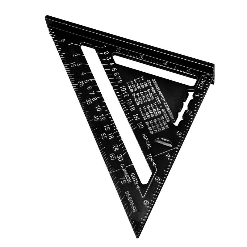 Carpentry Ruler, Aluminum Alloy Protractor with Matte Surface for Engineer Carpenter Construction Renovation Projects (Black) - Image 1