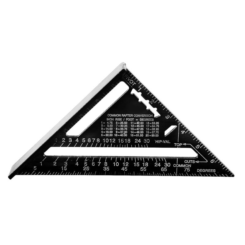 Carpentry Ruler, Aluminum Alloy Protractor with Matte Surface for Engineer Carpenter Construction Renovation Projects (Black) - Image 5