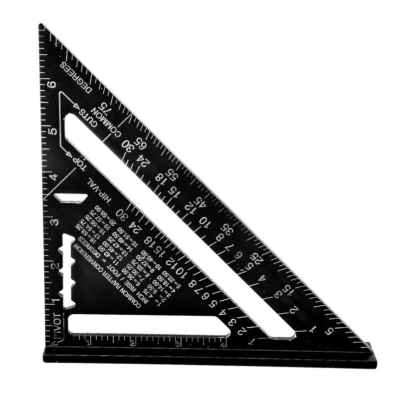 Carpentry Ruler, Aluminum Alloy Protractor with Matte Surface for Engineer Carpenter Construction Renovation Projects (Black) - Image 2