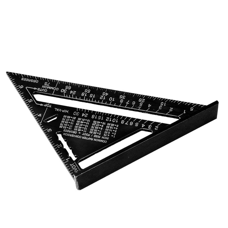 Carpentry Ruler, Aluminum Alloy Protractor with Matte Surface for Engineer Carpenter Construction Renovation Projects (Black) - Image 3