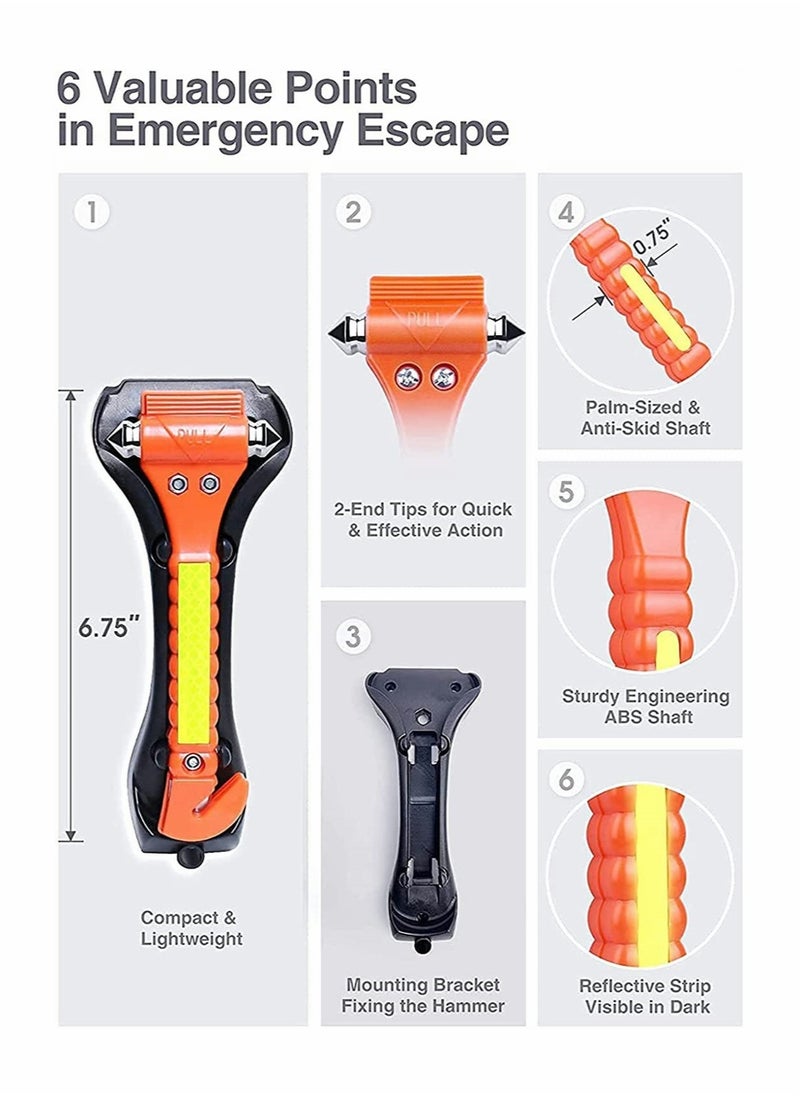 SYOSI 2 Packs Car Window Breaker and Seatbelt Cutter, Car Emergency Escape Tool with Glass Breaker Seat Belt Cutter, 2-in-1 Car Safety Hammer, Premium Carbon Steel Automotive Life Rescue Tools Kit  - Image 5