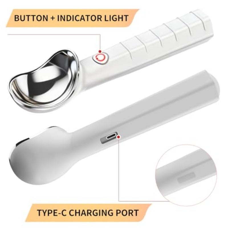Heated Ice Cream Scoop Rechargeable, Electric Ice Cream Scooper with Dual Temperature 113°F-158°F, Zinc Alloy Rust-Proof, Waterproof, Easy Clean Kitchen Gadget for Hard Ice Cream and Gelato, White - Image 3