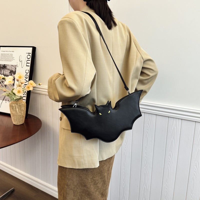 Women's PU Leather Shoulder Bag Halloween Bat Design - Image 2