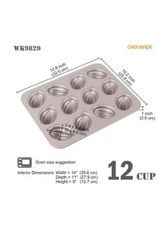 Y&D Cake Mold Muffin Pan Non-Stick Rugby-Shaped Bakeware Mold for Oven Baking and Instant Pot Mini Kitchen (12-Cavity Champagne Gold)  - Image 2