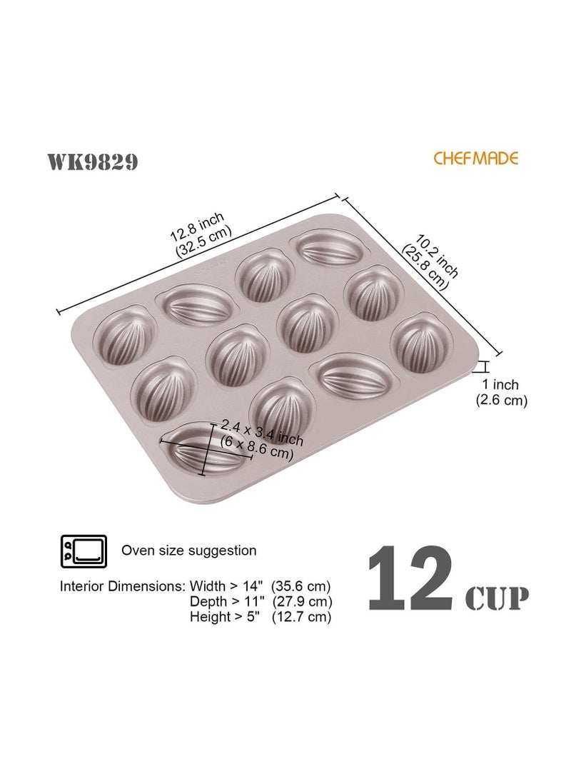 Y&D Cake Mold Muffin Pan Non-Stick Rugby-Shaped Bakeware Mold for Oven Baking and Instant Pot Mini Kitchen (12-Cavity Champagne Gold)  - Image 2