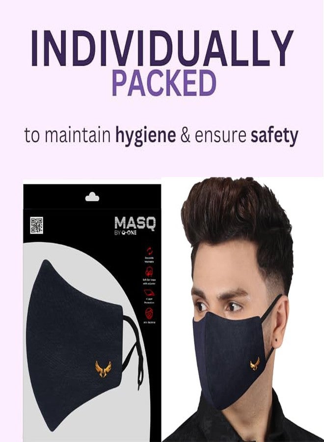 MASQ By Q-One Sabre 4 Layer, Anti-Pollution Reusable, with Ear Adjusters, Anti-Bacterial (BFE>99%) Cotton Cloth Face Mask for Men, Boys (Pack of 2) - Image 5