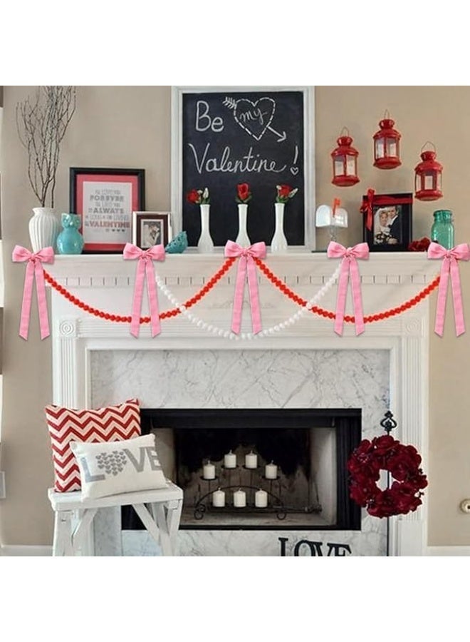 12 جهاز كمبيوتر شخصي الوردي المخملية القوس ديكورات شجرة عيد الميلاد ، 5 × 10 بوصة زينة كبيرة لشجرة العطلة حفلة عيد ميلاد الزفاف المنزل غرفة كوكيت ديكور الباب الأمامي - Image 5